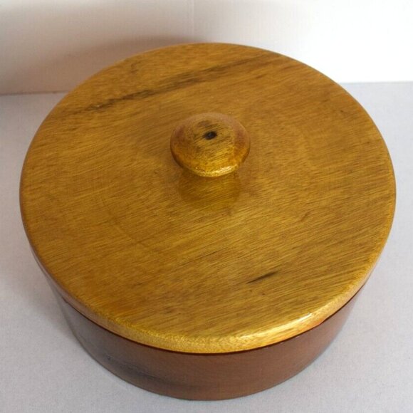 Vintage Oregon Hand Turned Myrtlewood Dish w/ Lid Beautiful Trinket Nuts Candy - Picture 1 of 4